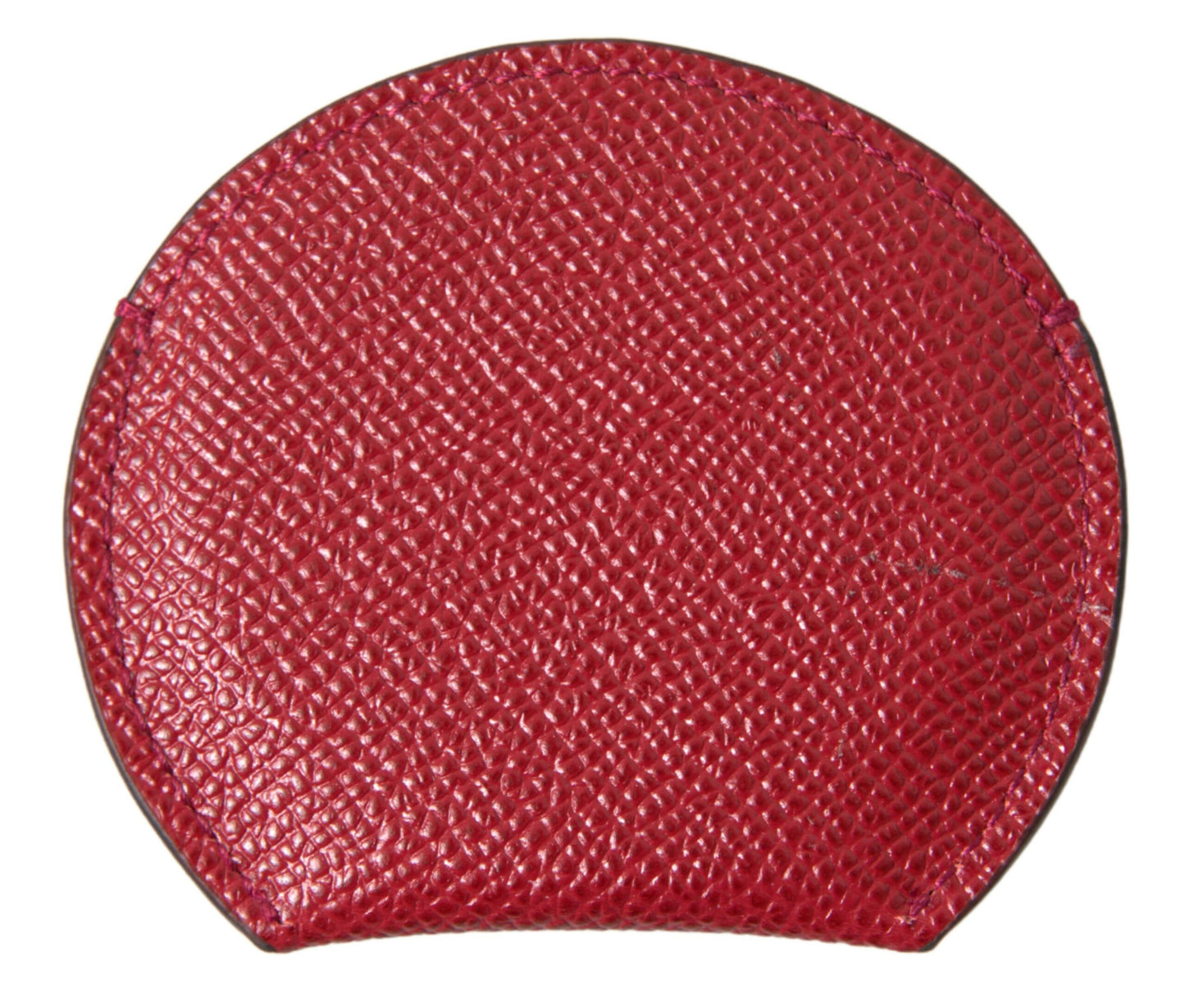 Porta espejo de mano redondo de piel de becerro roja Dolce & Gabbana