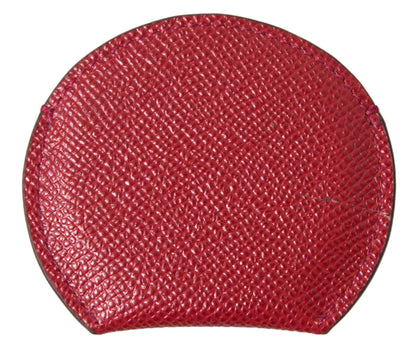 Porta espejo de mano redondo de piel de becerro roja Dolce & Gabbana