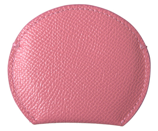 Porta Espejo de Mano Dolce & Gabbana de Piel de Becerro Rosa con Estampado de Logotipo Redondo