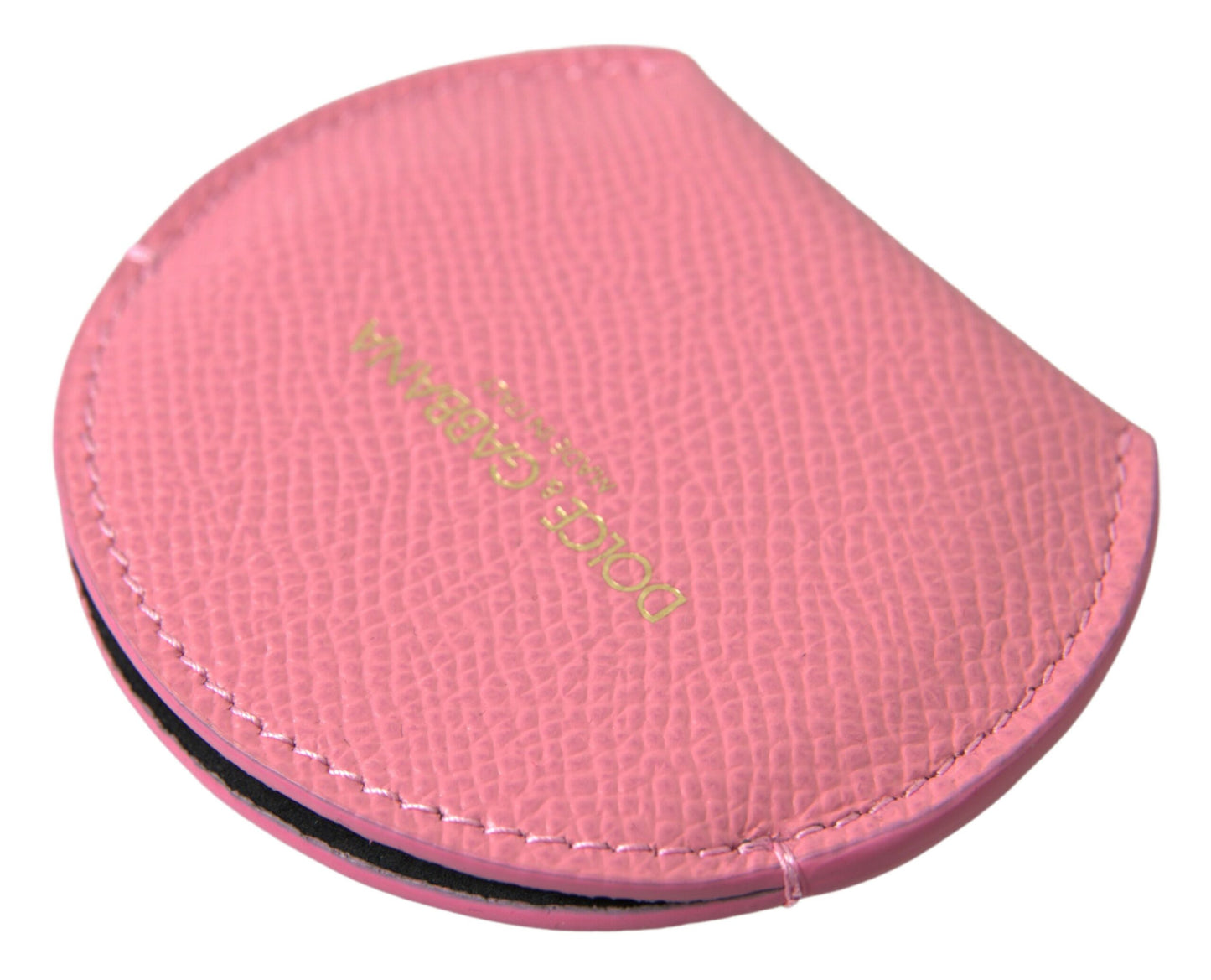 Porta Espejo de Mano Dolce & Gabbana de Piel de Becerro Rosa con Estampado de Logotipo Redondo