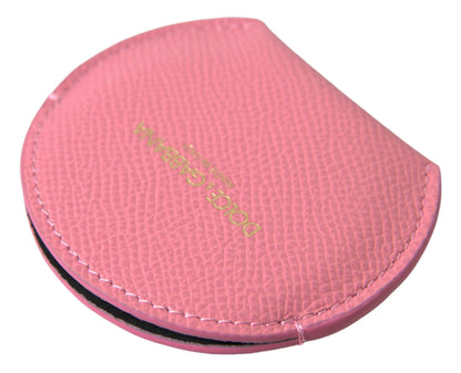 Porta Espejo de Mano Dolce & Gabbana de Piel de Becerro Rosa con Estampado de Logotipo Redondo