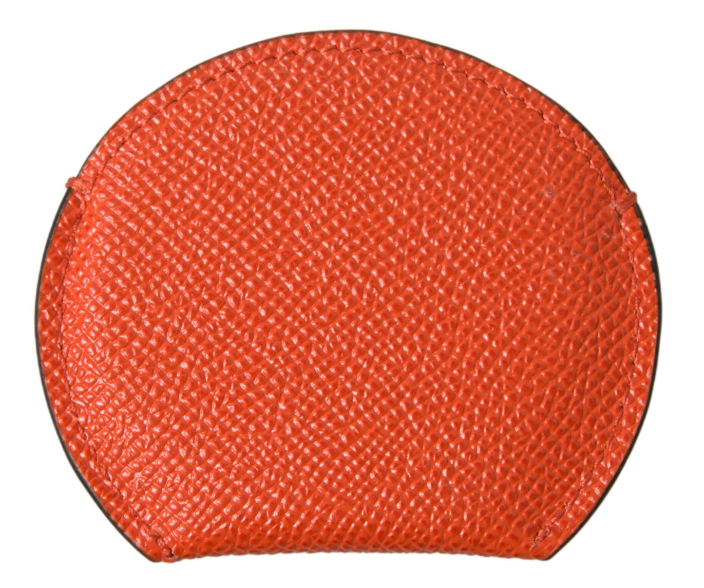Estuche de Espejo de Mano Redondo con Logo de Piel de Becerro Naranja Dolce & Gabbana
