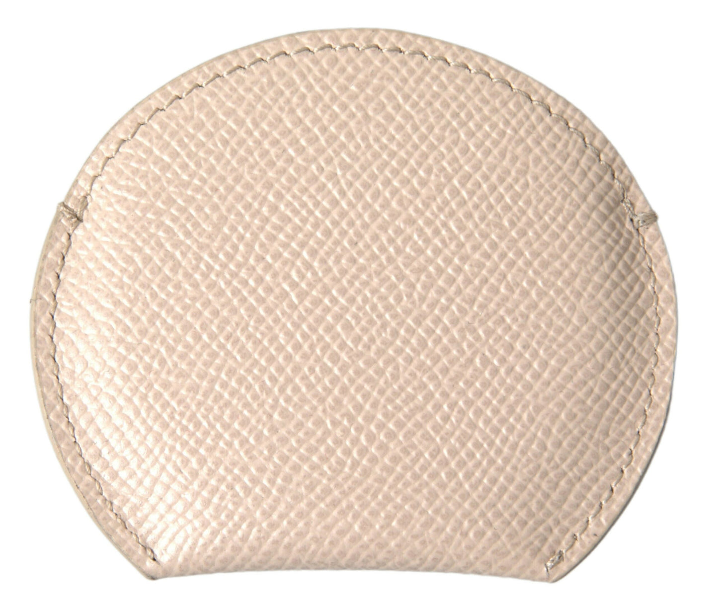 Estuche para espejo de mano Dolce & Gabbana en piel de becerro beige con logo redondo