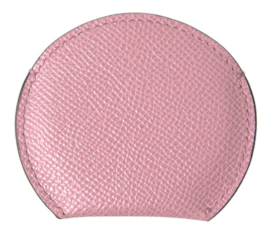 Porta Espejo de Mano Dolce & Gabbana de Piel de Becerro Rosa con Estampado de Logotipo Redondo