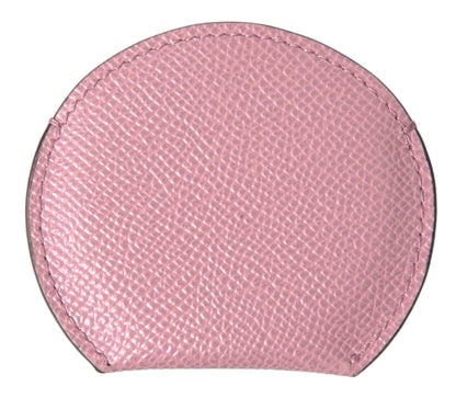 Porta Espejo de Mano Dolce & Gabbana de Piel de Becerro Rosa con Estampado de Logotipo Redondo