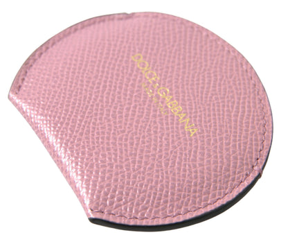 Porta Espejo de Mano Dolce & Gabbana de Piel de Becerro Rosa con Estampado de Logotipo Redondo