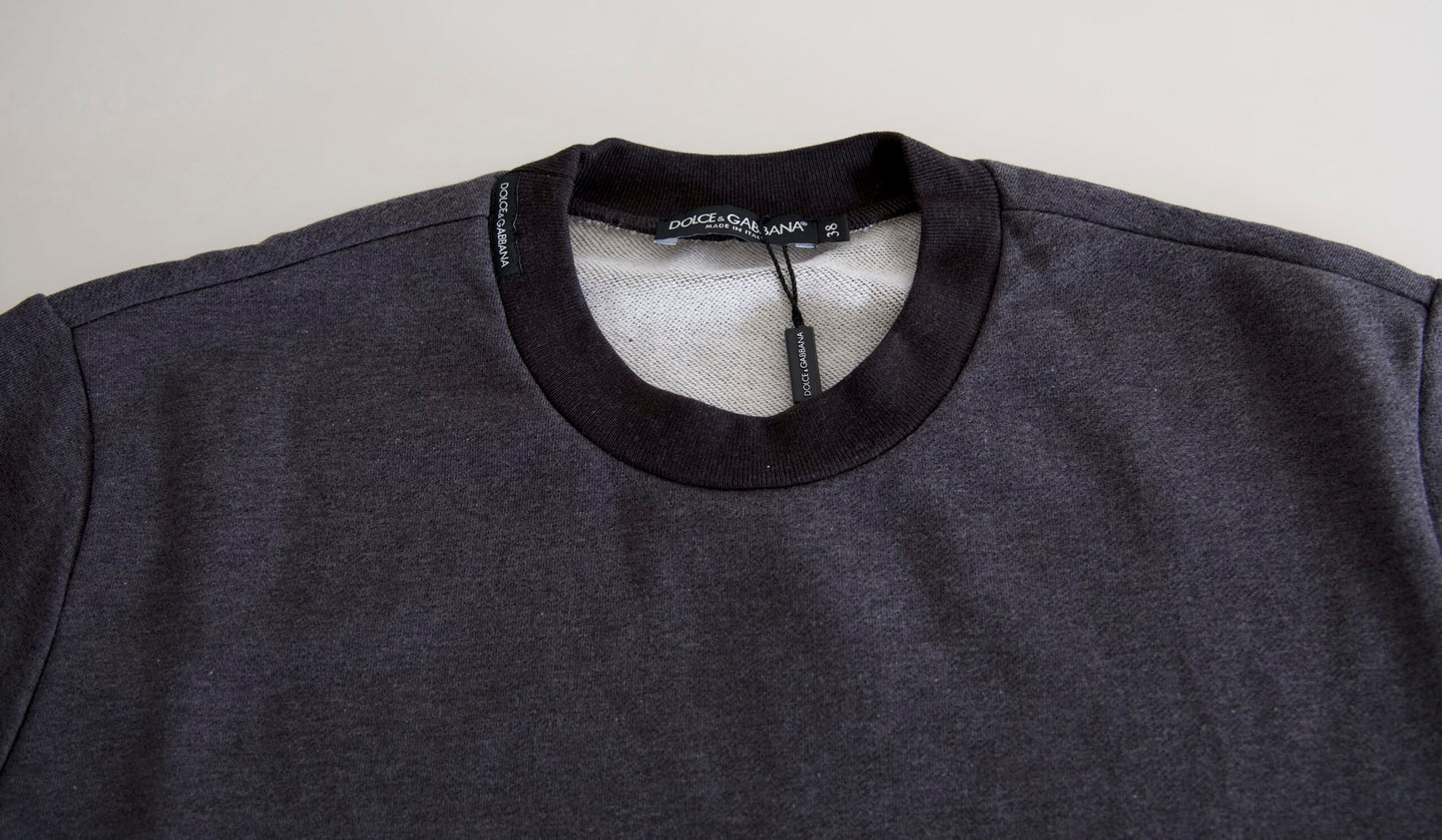 Suéter Dolce & Gabbana de algodón gris oscuro con cuello redondo