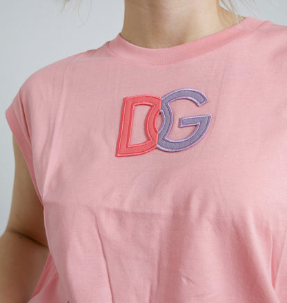 Camiseta de tirantes Dolce & Gabbana de algodón rosa con logo DG y cuello redondo