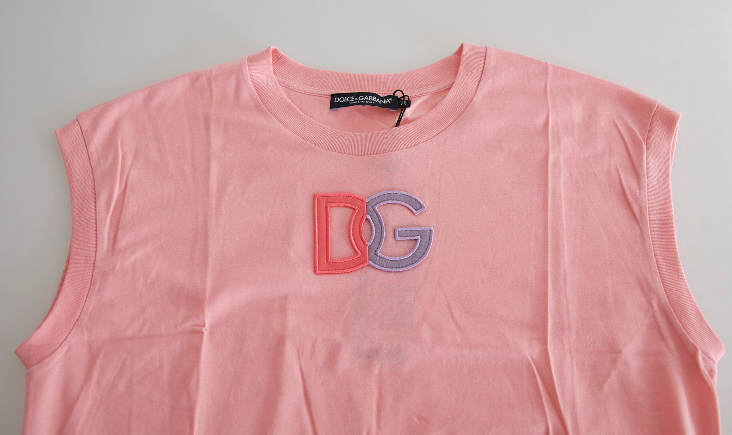 Camiseta de tirantes Dolce & Gabbana de algodón rosa con logo DG y cuello redondo