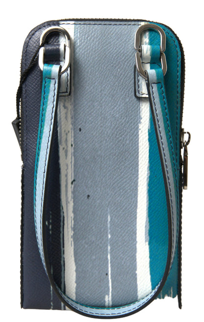 Bolso bandolera unisex Dolce & Gabbana de cuero azul para teléfono