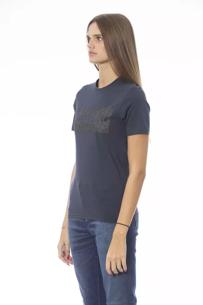 Camiseta Baldinini Trend azul de algodón para mujer