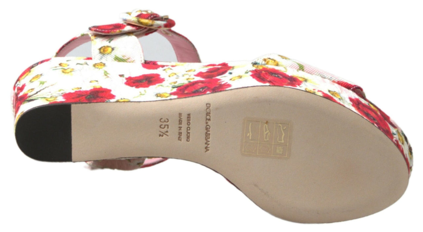 Sandalias de cuña Dolce & Gabbana con estampado floral multicolor y tira al tobillo