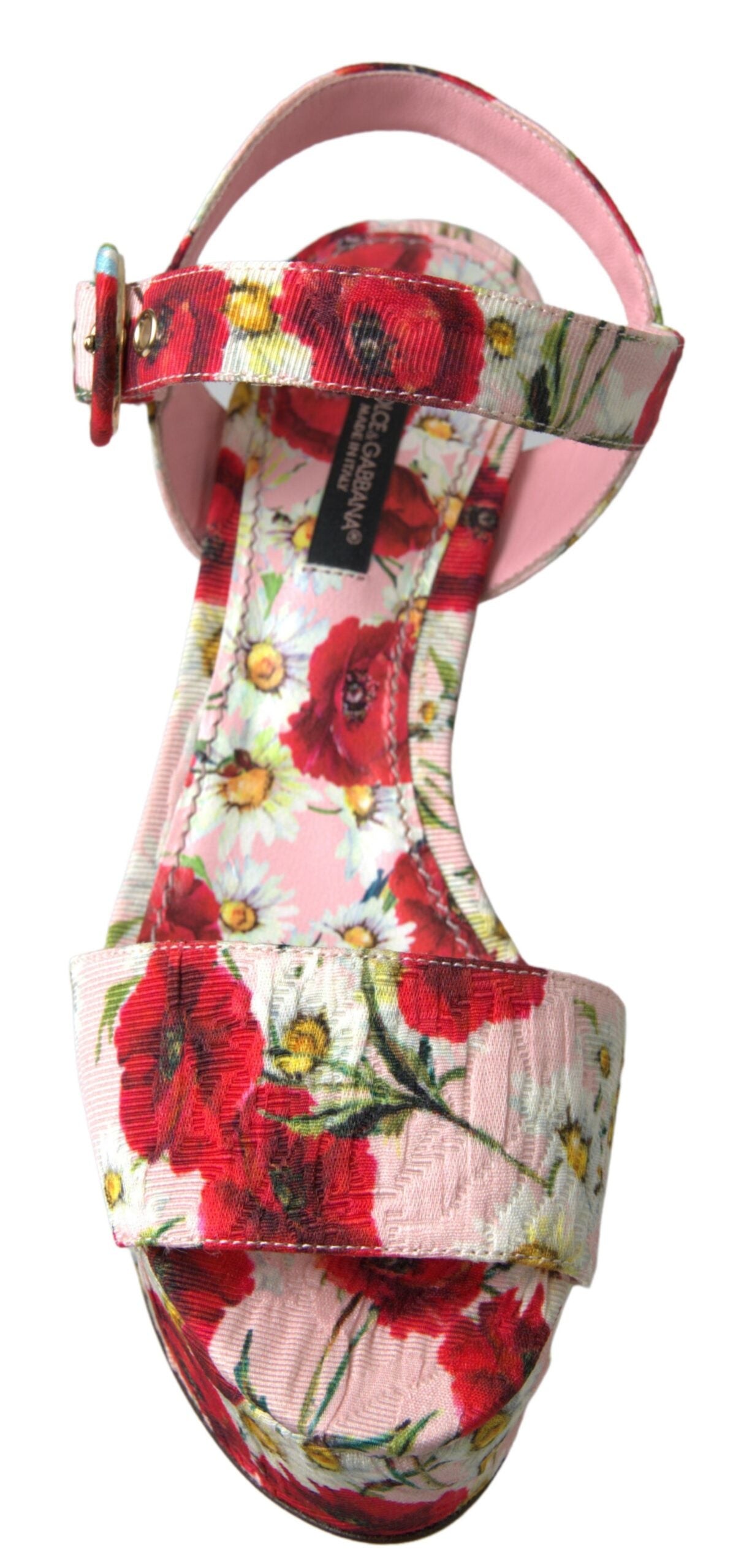 Sandalias de cuña Dolce & Gabbana con estampado floral multicolor y tira al tobillo