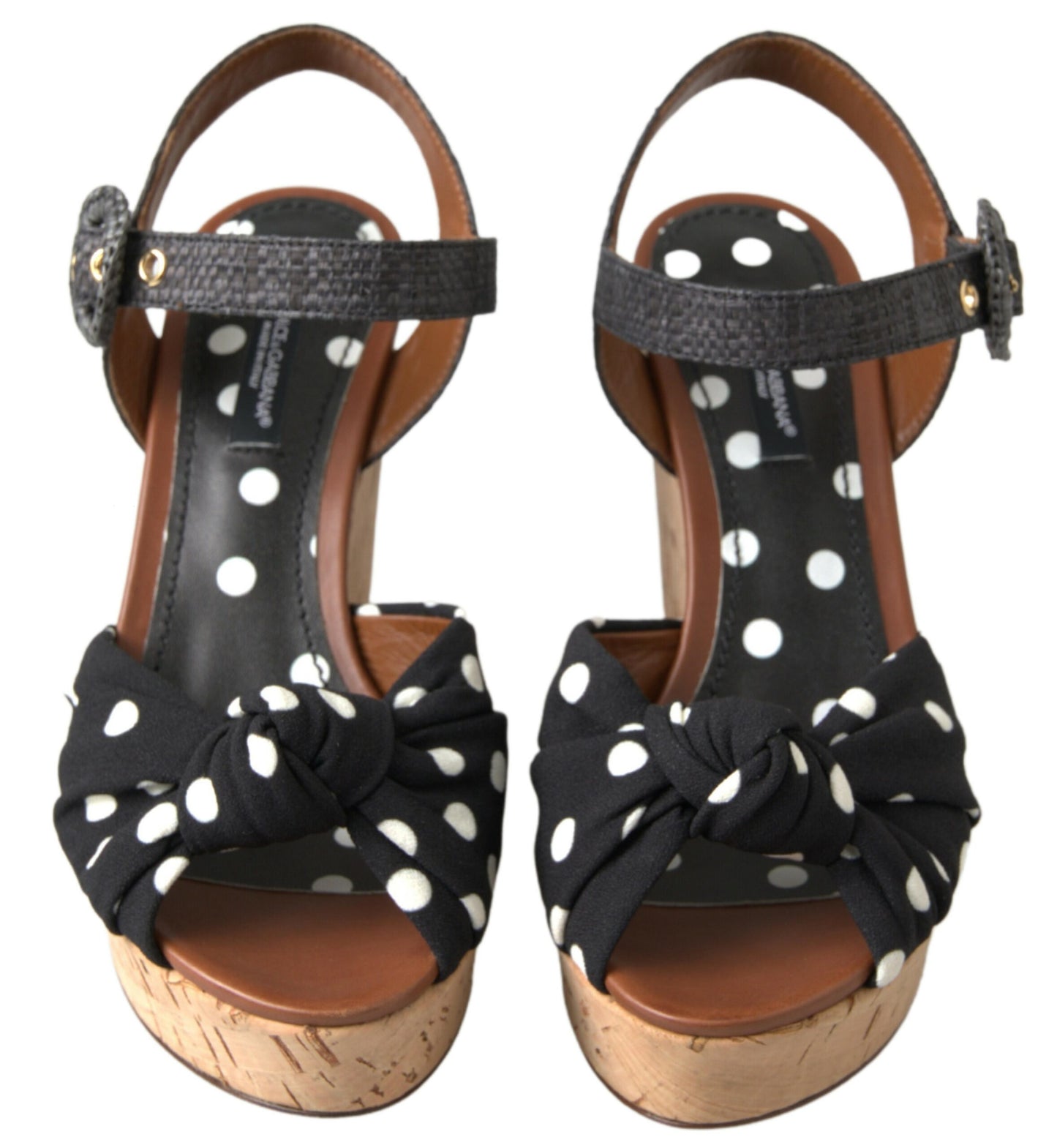 Zapatos Sandalias de Cuña Negros de Lunares con Tira al Tobillo Dolce & Gabbana