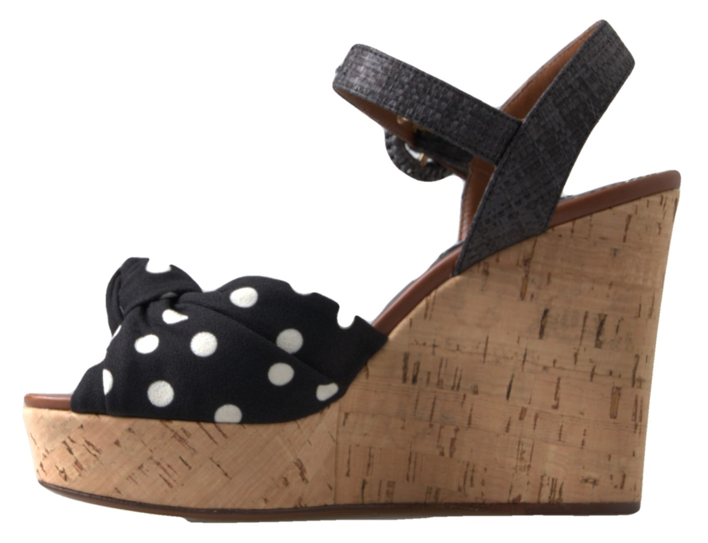 Zapatos Sandalias de Cuña Negros de Lunares con Tira al Tobillo Dolce & Gabbana