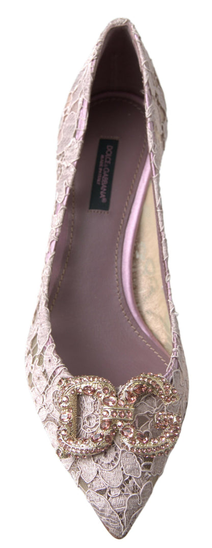 Zapatos de tacón Dolce & Gabbana DG Crystal con encaje floral rosa