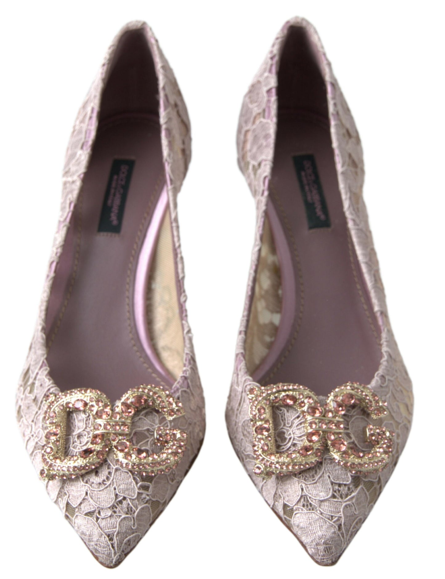 Zapatos de tacón Dolce & Gabbana DG Crystal con encaje floral rosa