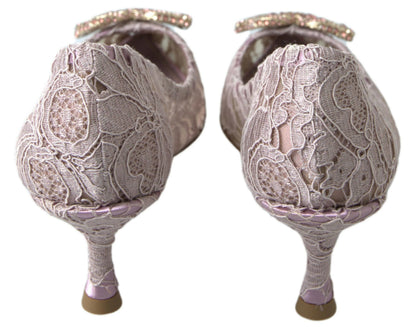 Zapatos de tacón Dolce & Gabbana DG Crystal con encaje floral rosa