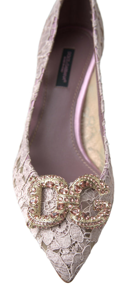 Zapatos de tacón Dolce & Gabbana DG Crystal con encaje floral rosa