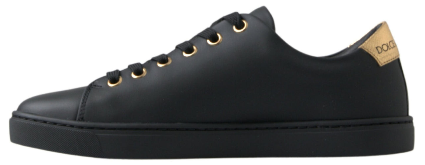 Zapatillas Clásicas Dolce & Gabbana de Piel Negra y Dorada
