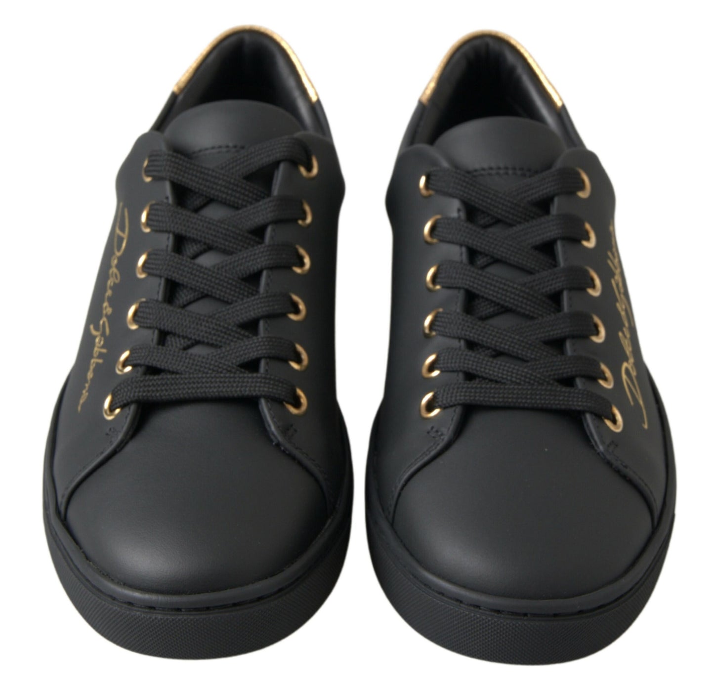 Zapatillas Clásicas Dolce & Gabbana de Piel Negra y Dorada