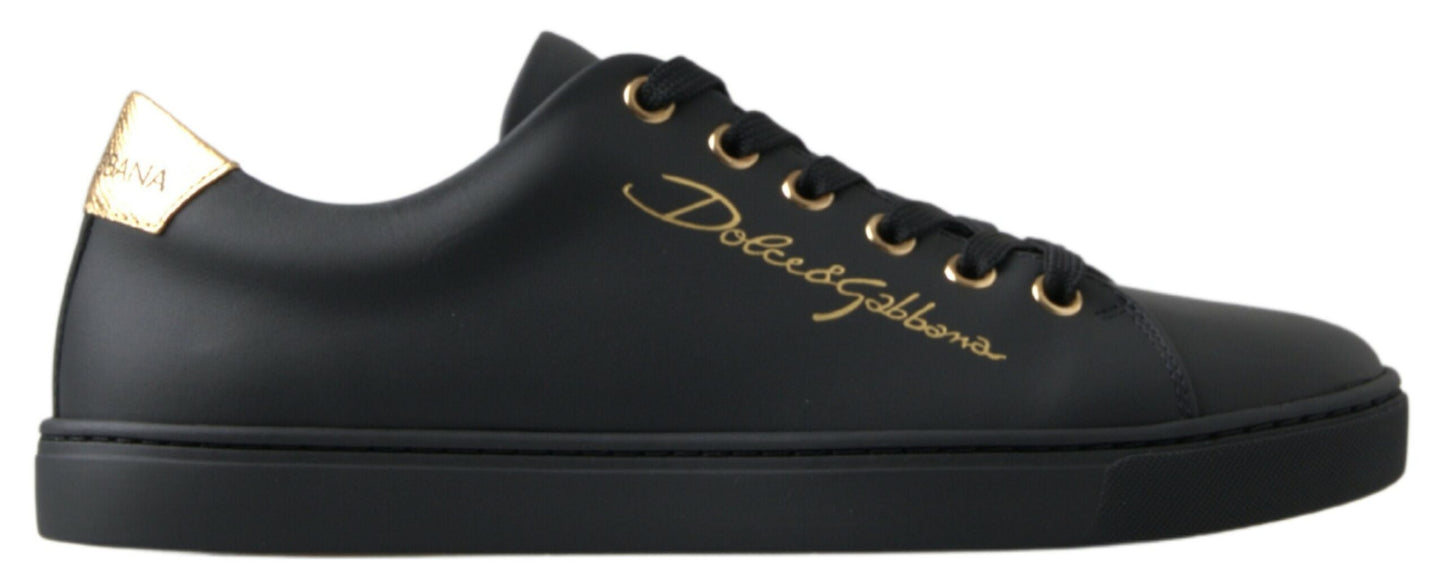 Zapatillas Clásicas Dolce & Gabbana de Piel Negra y Dorada