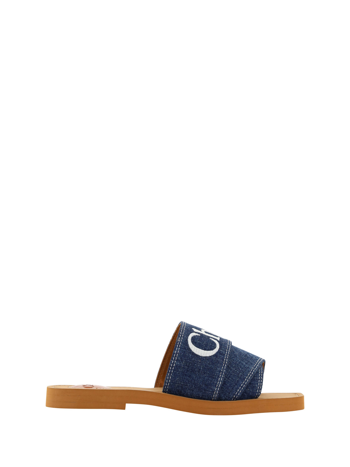 Chloé Woody Blue Denim and Cotton Sandals