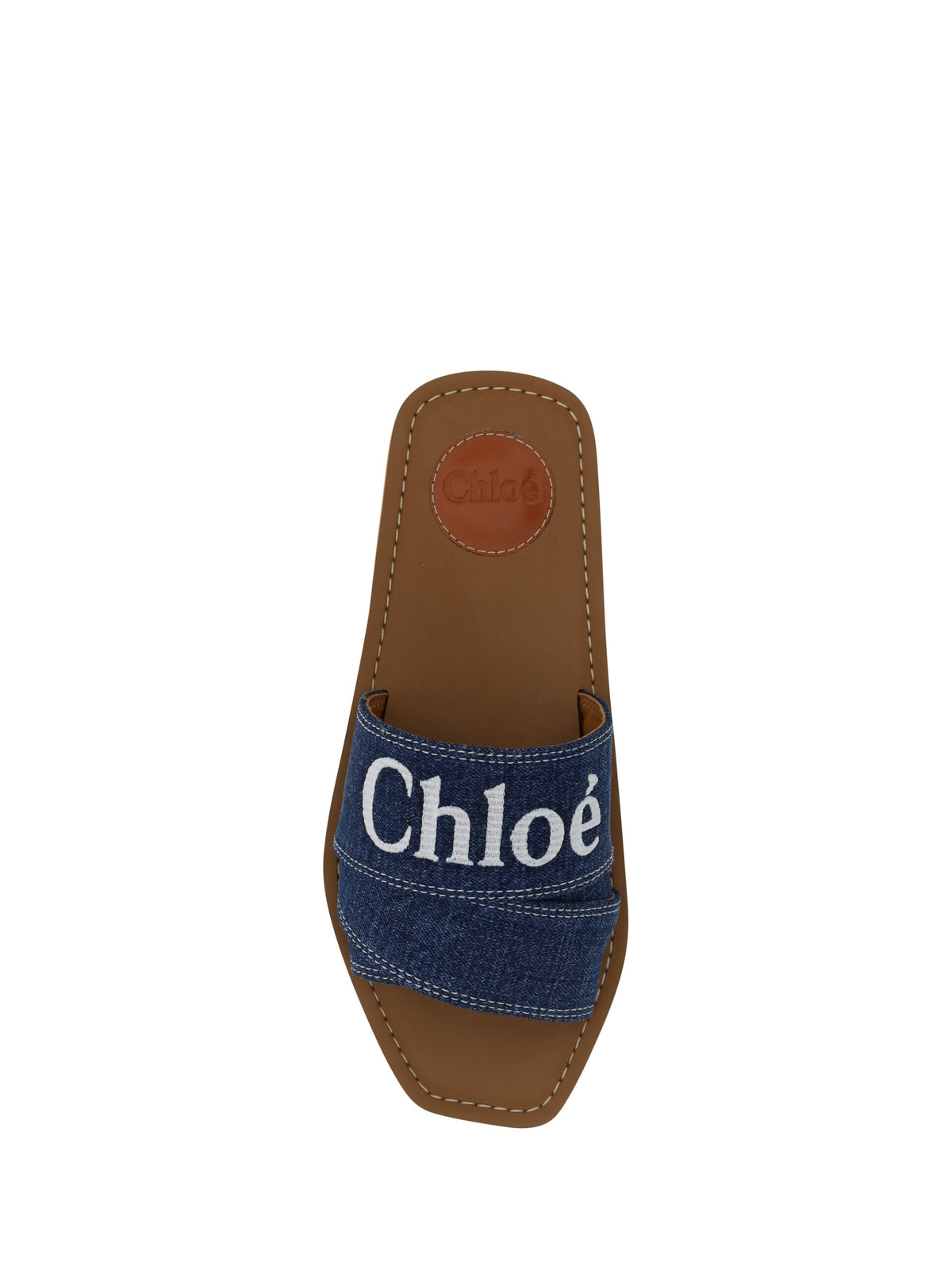 Chloé Woody Blue Denim and Cotton Sandals