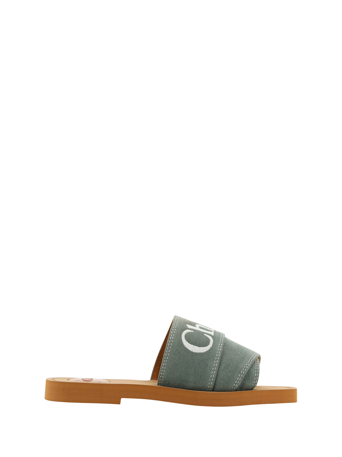 Chloé Women's Forest Green Woody Cotton Slide Sandals