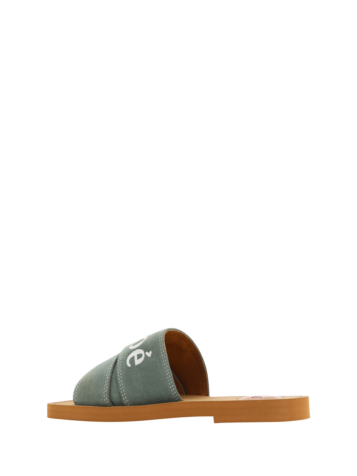 Chloé Women's Forest Green Woody Cotton Slide Sandals