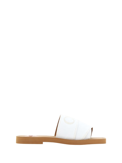 Sandalias Chloé De Algodón Blanco Diseño Slide Cómodo
