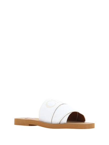 Sandalias Chloé De Algodón Blanco Diseño Slide Cómodo