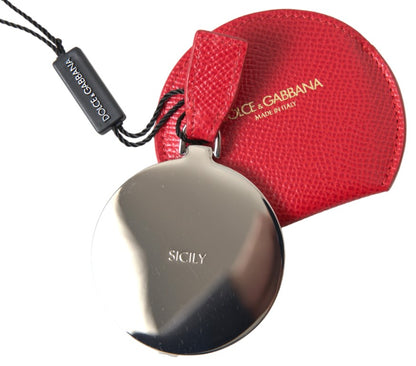 Porta Espejo de Mano Dolce & Gabbana de Piel de Becerro Roja