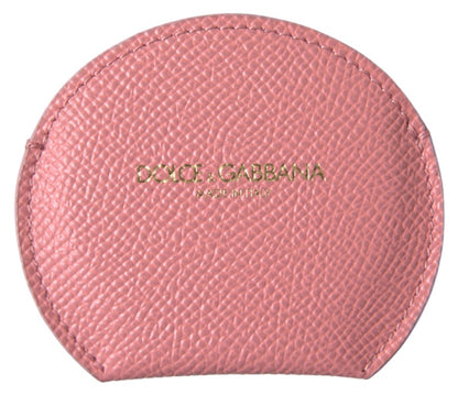 Porta espejo redondo de piel de becerro rosa Dolce & Gabbana