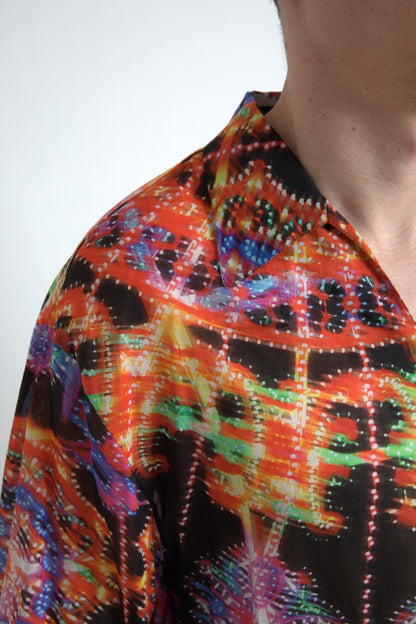 Camisa de Algodón con Estampado Luminarie Multicolor para Hombre de Dolce & Gabbana