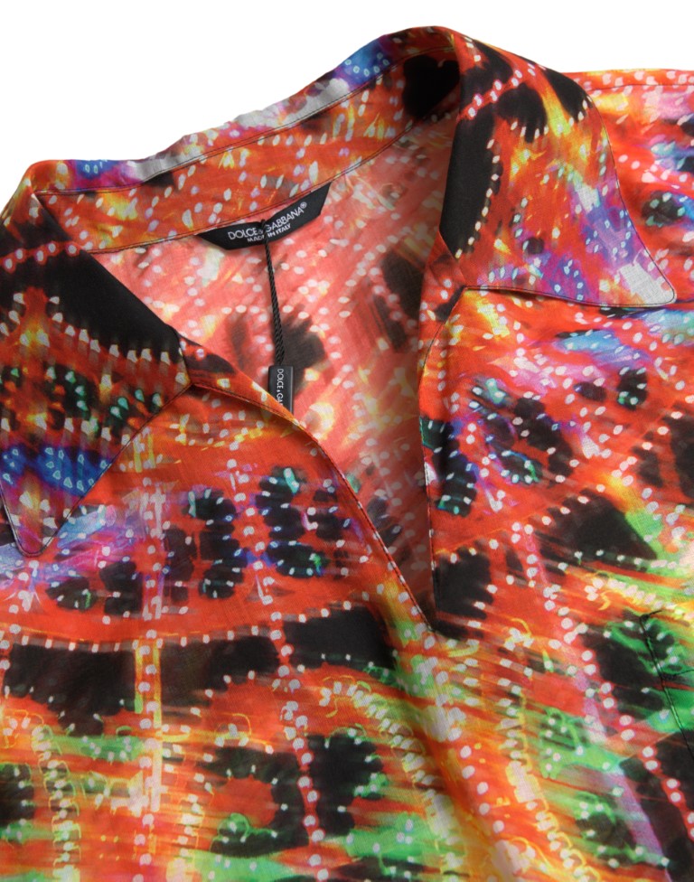 Camisa de Algodón con Estampado Luminarie Multicolor para Hombre de Dolce & Gabbana