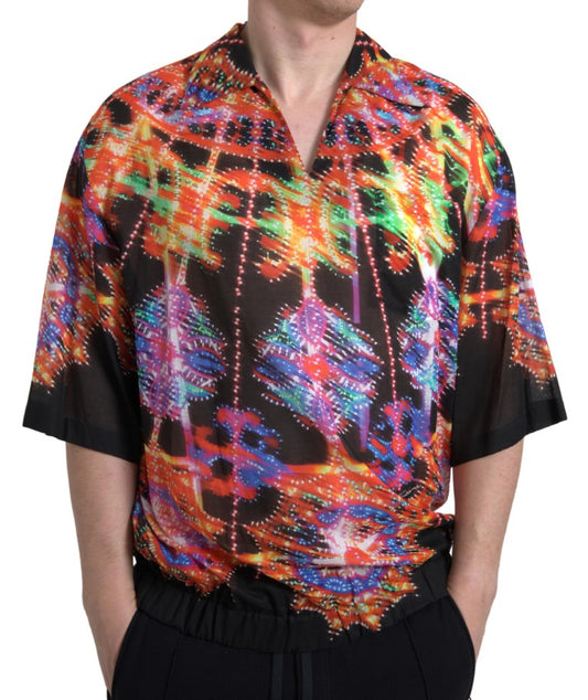 Camisa de Algodón con Estampado Luminarie Multicolor para Hombre de Dolce & Gabbana
