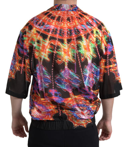 Camisa de Algodón con Estampado Luminarie Multicolor para Hombre de Dolce & Gabbana