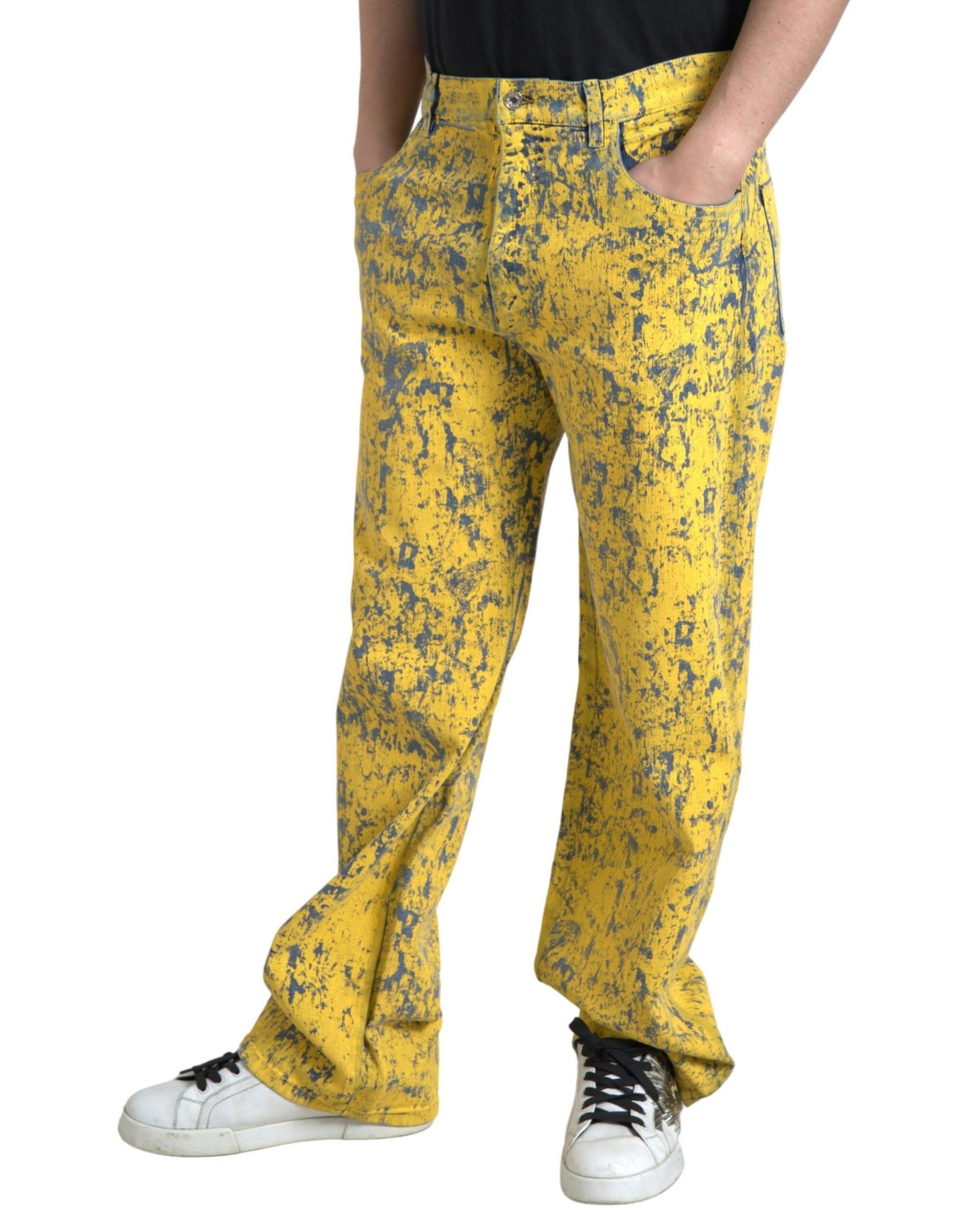 Dolce & Gabbana Vaqueros rectos de algodón teñidos de amarillo
