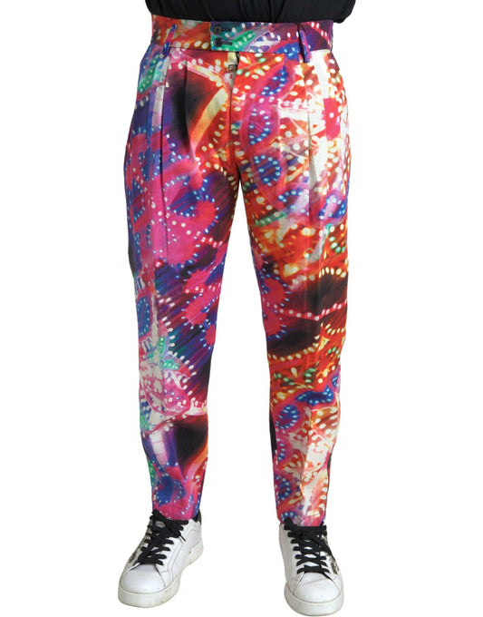 Pantalones de lino estampados multicolor Dolce & Gabbana para hombre