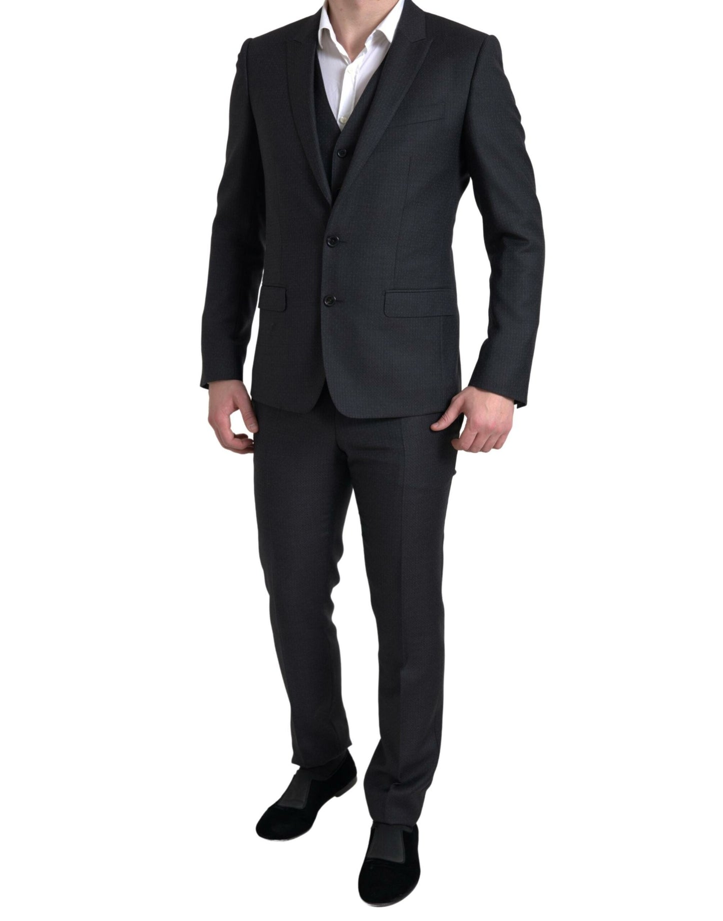 Traje MARTINI de 3 piezas negro de botonadura sencilla de Dolce & Gabbana