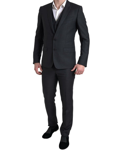 Traje MARTINI de 3 piezas negro de botonadura sencilla de Dolce & Gabbana