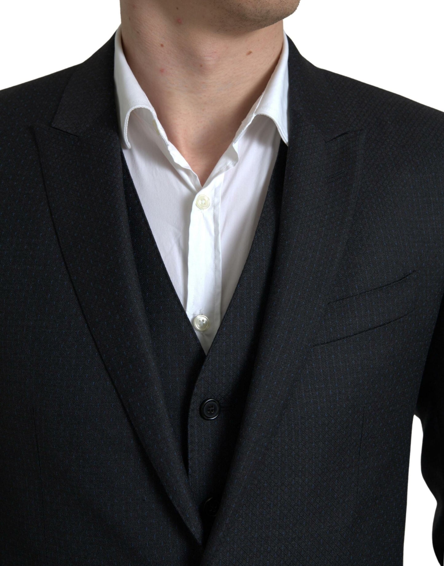 Traje MARTINI de 3 piezas negro de botonadura sencilla de Dolce & Gabbana