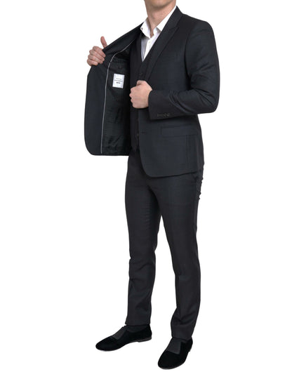 Traje MARTINI de 3 piezas negro de botonadura sencilla de Dolce & Gabbana