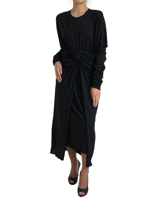 Vestido midi tipo túnica de lana negra de Dolce & Gabbana