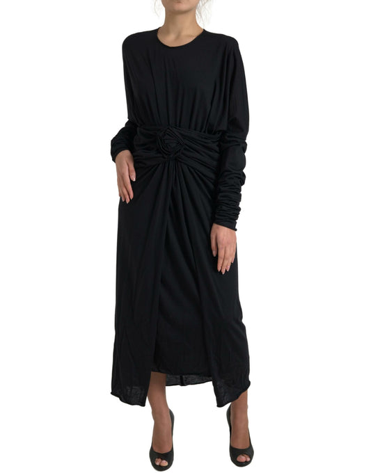 Vestido midi tipo túnica de lana negra de Dolce & Gabbana