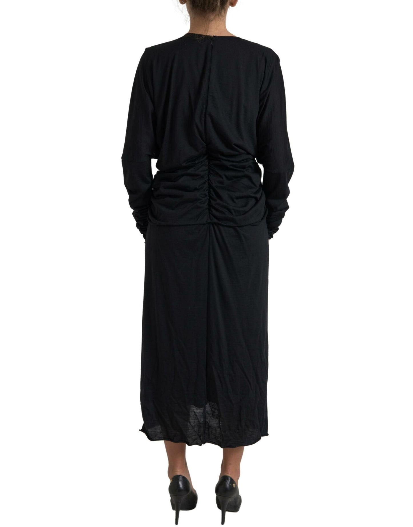Vestido midi tipo túnica de lana negra de Dolce & Gabbana