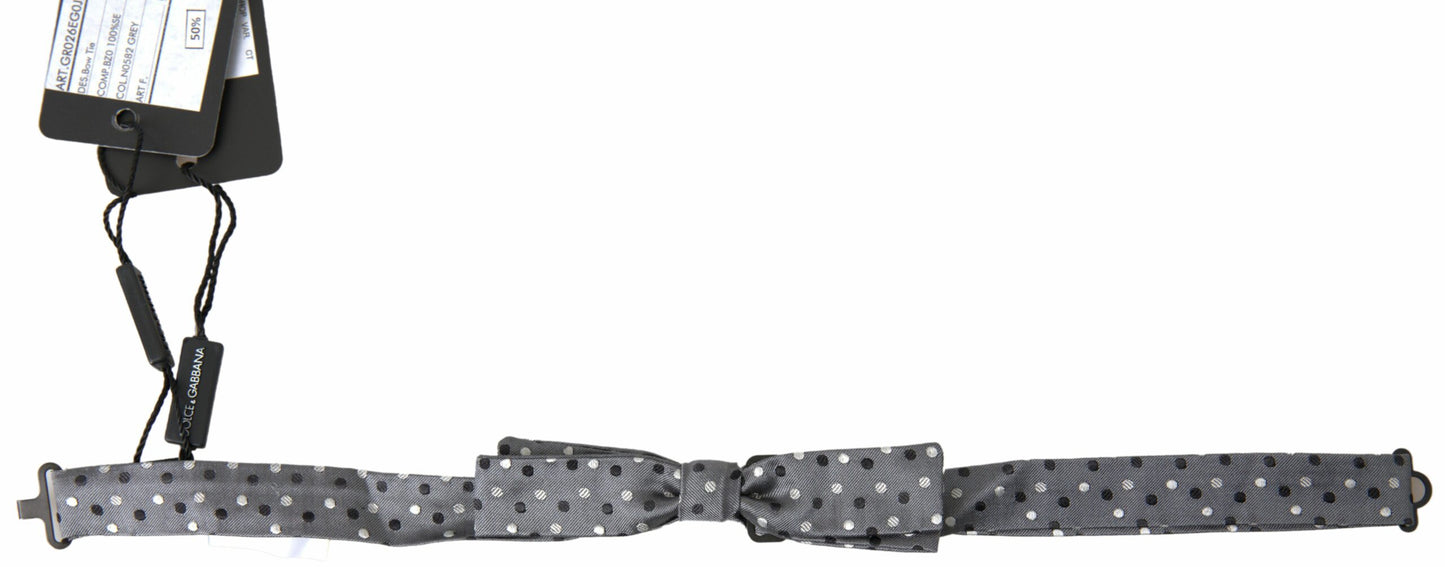 Pajarita Papillon de Seda Gris con Lunares Ajustable para Hombre de Dolce & Gabbana