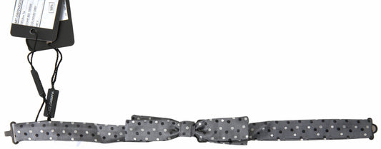 Pajarita Papillon de Seda Gris con Lunares Ajustable para Hombre de Dolce & Gabbana