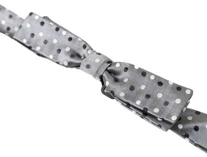 Pajarita Papillon de Seda Gris con Lunares Ajustable para Hombre de Dolce & Gabbana